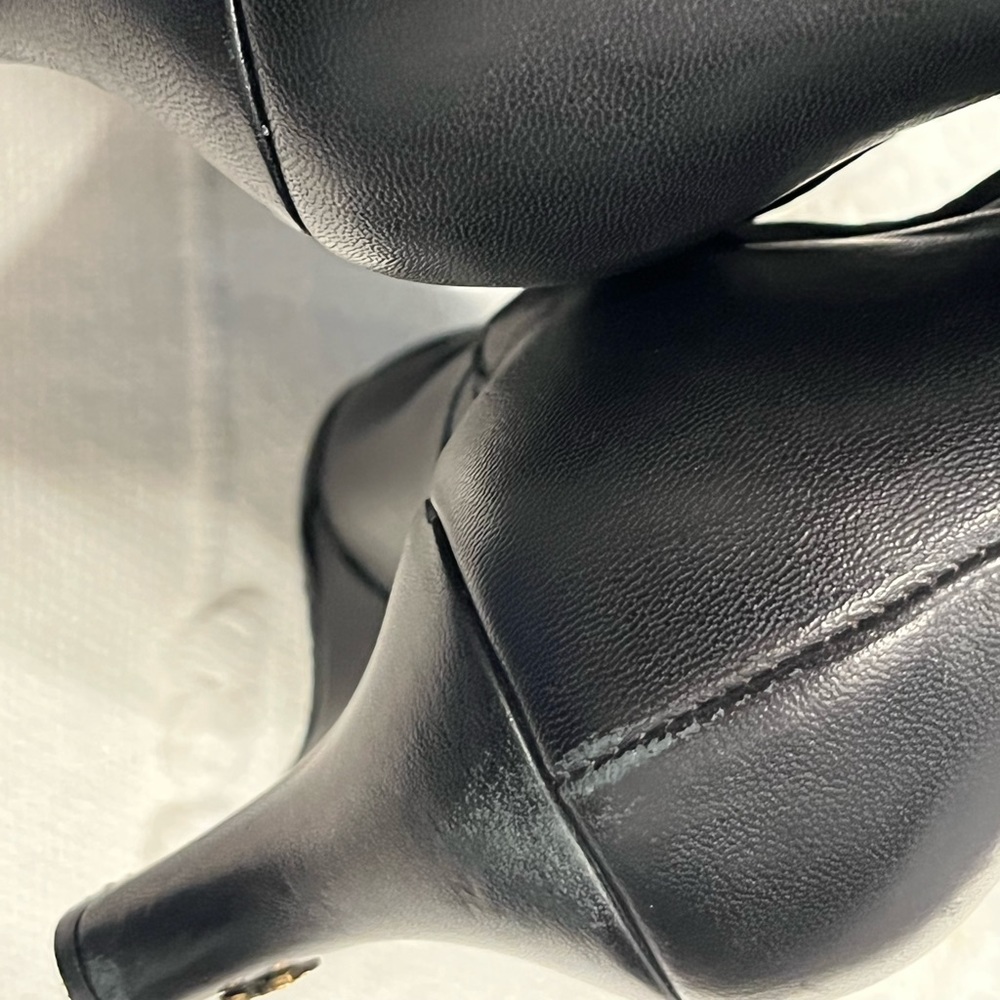 RARE Gucci Designer Black Leather Knee High Wedge Luxury Boots Size 40 - Picture 10 of 15